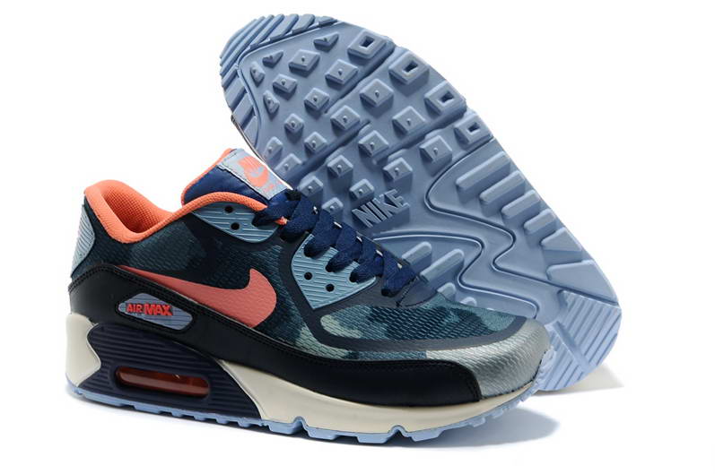 Nike Air Max 90 Chaussures Femmes Pre Tape Fonce Bleu Clair Organge